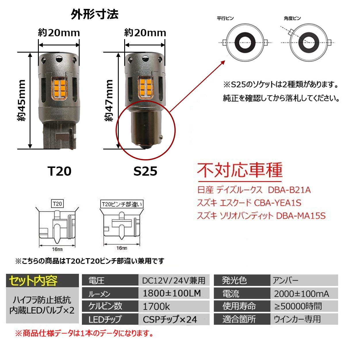 Ledバルブ ウインカー用 アンバー ファン内蔵 ショートモデル T S25 シングル ハイフラ防止抵抗 60w 3600ルーメン 12v 24v 兼用 2本 父の日 プレゼント Lm Csp1924l S Life Ideas 通販 Yahoo ショッピング