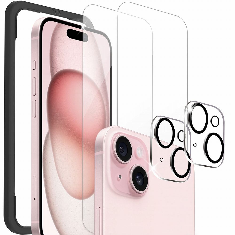 iPhone 15 (6.1インチ)用 ガラスフィルム カメラ フィルム 保護 