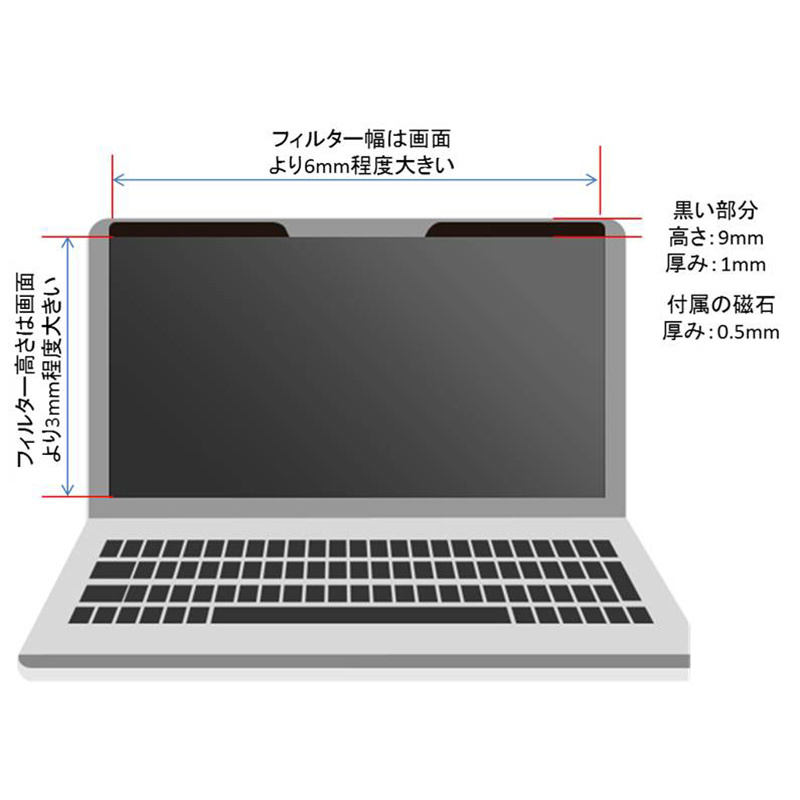 覗見防止フィルム パソコン 14インチ 16:9 マグネット式 プライバシーフィルター 覗見防止フィルター pc ブルーライトカット 保護フィルム メール便送料無料