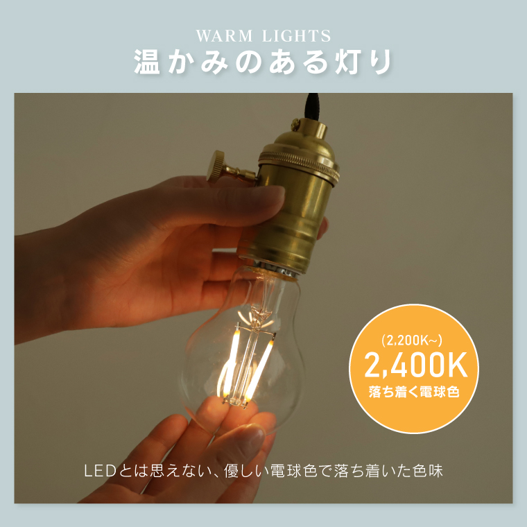 EdisonBulb LED電球 口金E26 調光器対応 エジソンバルブ 電球色