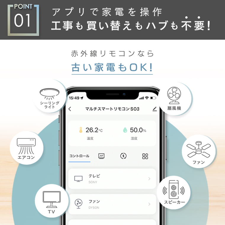 マルチスマートリモコン 温度湿度センサー内蔵 エジソンスマート アレクサ対応 エアコン 照明 家電 学習リモコン WiFi スマホ Alexa Google Home Siri スイッチ | Edison Smart | 07