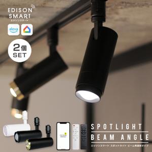 ダクトレール用 スマート照明器具 2個セット LED一体型 明るい Edison Smart スポットライトビーム角調節 リモコン おしゃれ 調光調色 シンプル 白 黒 ゴールド