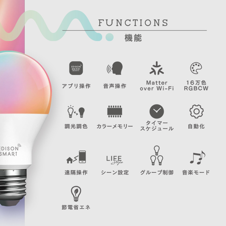 Edison Smart（エジソンスマート） 5個セット スマート電球 LED電球