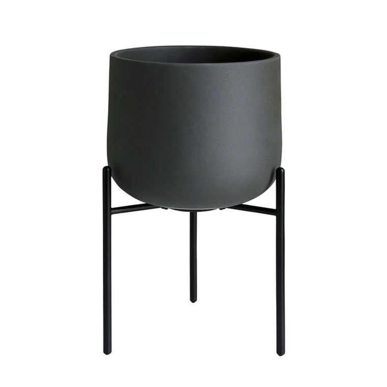 植木鉢 スタンド付き KINTO おしゃれ 北欧 屋内 丸型 5号 フラワースタンド キントー プラントポット 211 160mm プランター 室内 植物用 鉢カバー 円形 陶器 | KINTO | 02