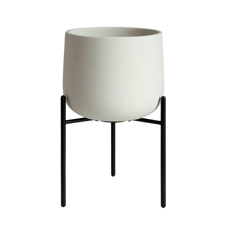 植木鉢 スタンド付き KINTO おしゃれ 北欧 屋内 丸型 5号 フラワースタンド キントー プラントポット 211 160mm プランター 室内 植物用 鉢カバー 円形 陶器 | KINTO | 01