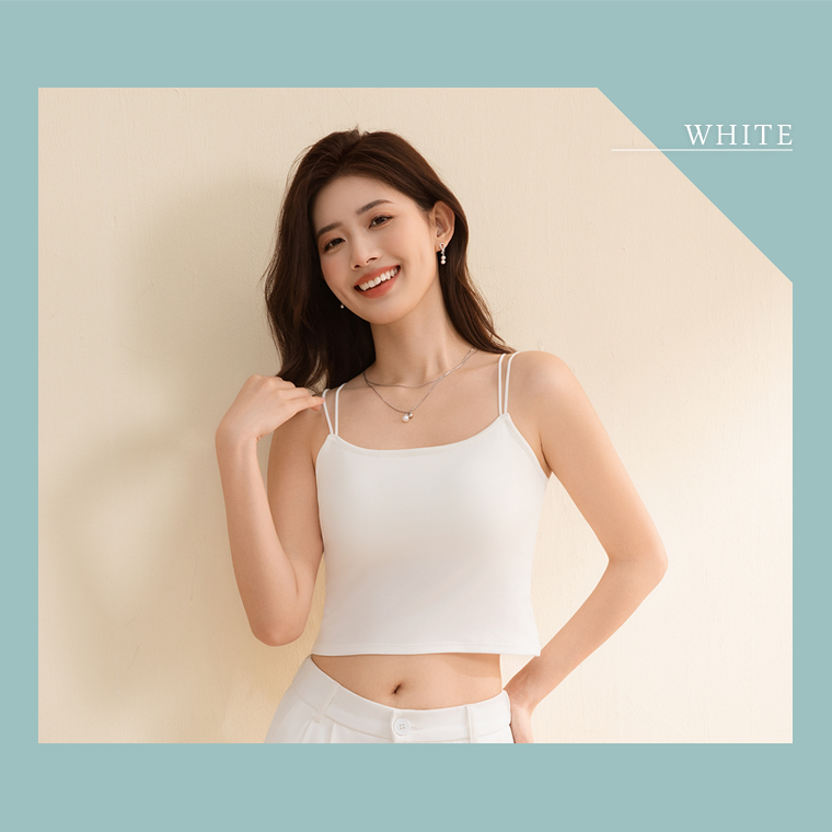 カップ付きキャミソール ナローストラップ ブラキャミソール ロング丈 ショート クロップド丈 インナー おしゃれ プレスリム トップス ブラトップ ノンワイヤー | プレスリム | 17
