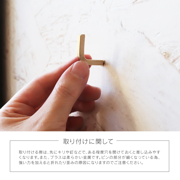 画鋲 押しピン 真鍮 BRASS プッシュピン Lフック Sサイズ 5個