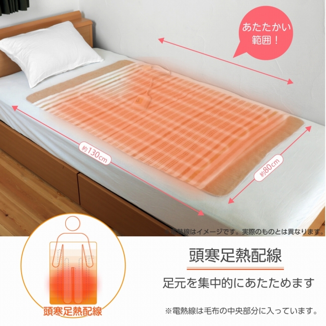 日本製 電気毛布 敷き毛布 130cm×80cm 2色 シングル 洗える ダニ退治