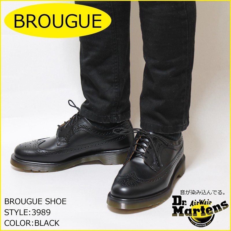 Dr.martens ５アイ ウイングチップ ドクターマーチン 3989 ブローグ　オックスフォードシューズ BROUGUE SHOE  13844001 Black (UK size　4〜10) 正規品 :13844001:革製品の専門店ライフライトラブ - 通販 -  Yahoo!ショッピング