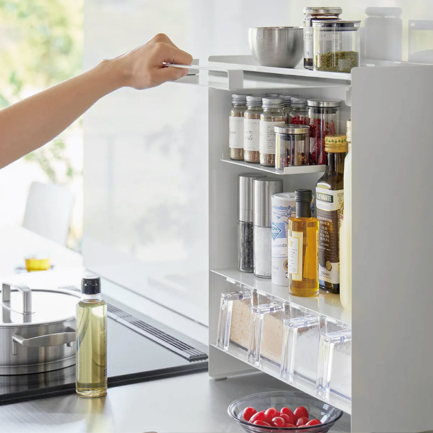 【未使用品】 山崎実業 タワー 隠せる 調味料ラック tower タワー 山崎実業 隠せる調味料ラック ホワイト ブラック : LIFE
