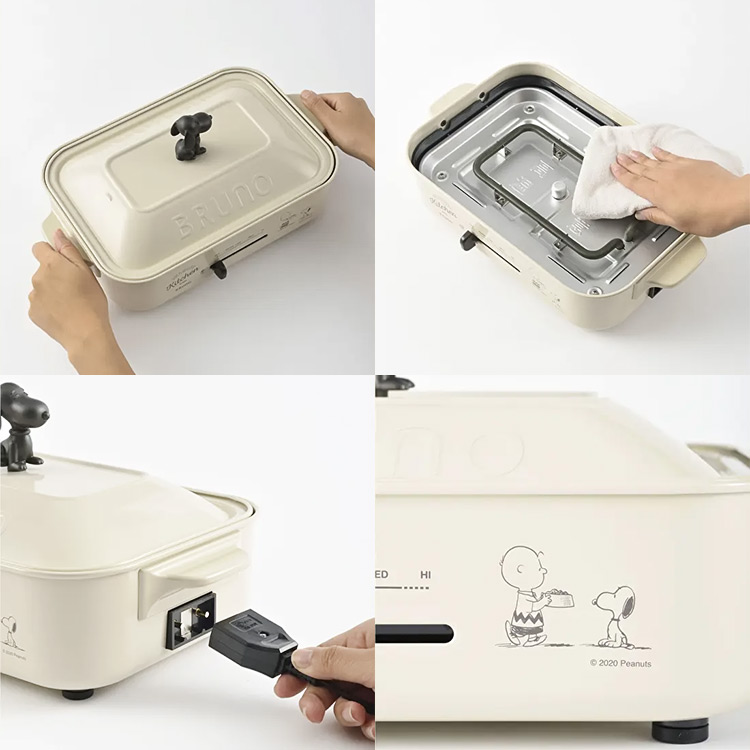 ブルーノ PEANUTSコンパクトホットプレート エクリュ SNOOPY BRUNO コンパクトホットプレート エクリュ PEANUTS