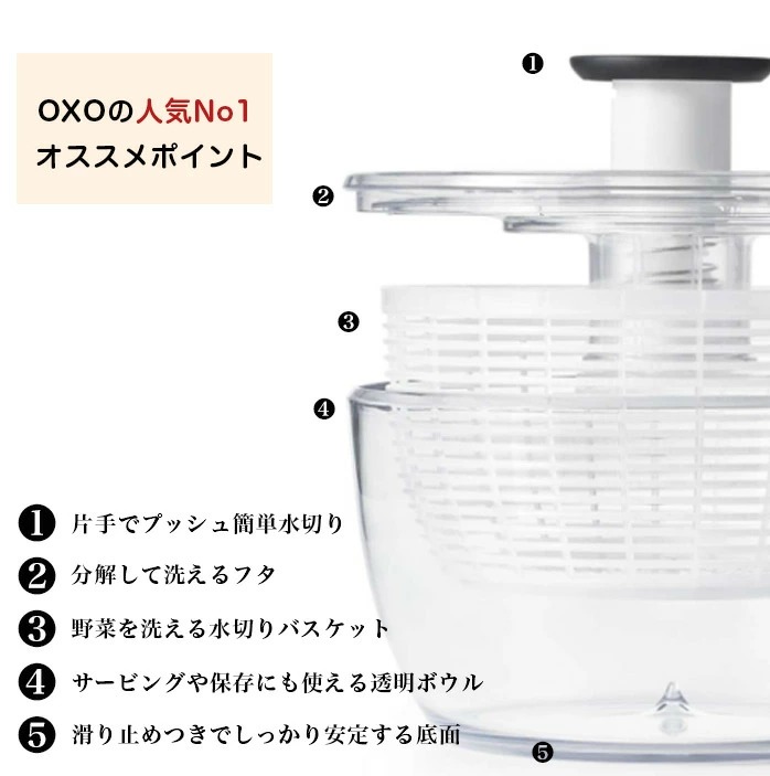 OXO オクソー　クリアサラダスピナー（小）