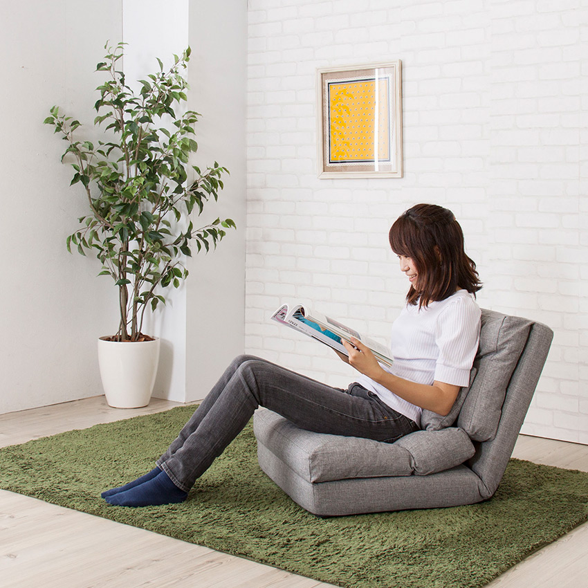 リクライニングソファー　グレージュ 3WAY ソファ ベッド 約幅85×奥行105-165×高さ27-77cm グレージュ