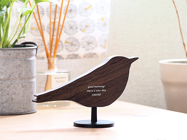 名入れギフト プレゼント バードアラームクロック ブラウン（ウッディ