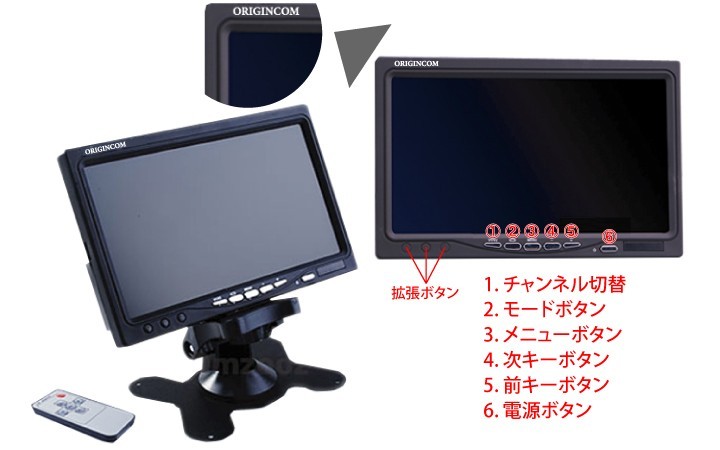 ワイヤレスバックカメラセット 7インチモニター+四角小型バックカメラ