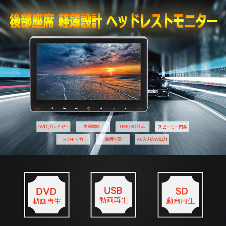 11.6インチ 大画面 車載用モニター DVDプレイヤー USB mciroSD対応