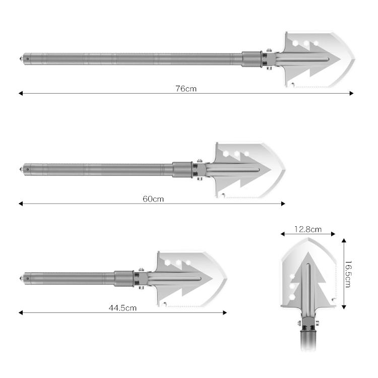 多機能シャベル 組立式 折り畳みスコップ 組立長さ76cm 鍬/斧/鋸