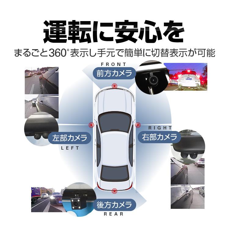 360°車載録画フルセット 前後左右録画 分割表示対応 駐車記録機能 12V