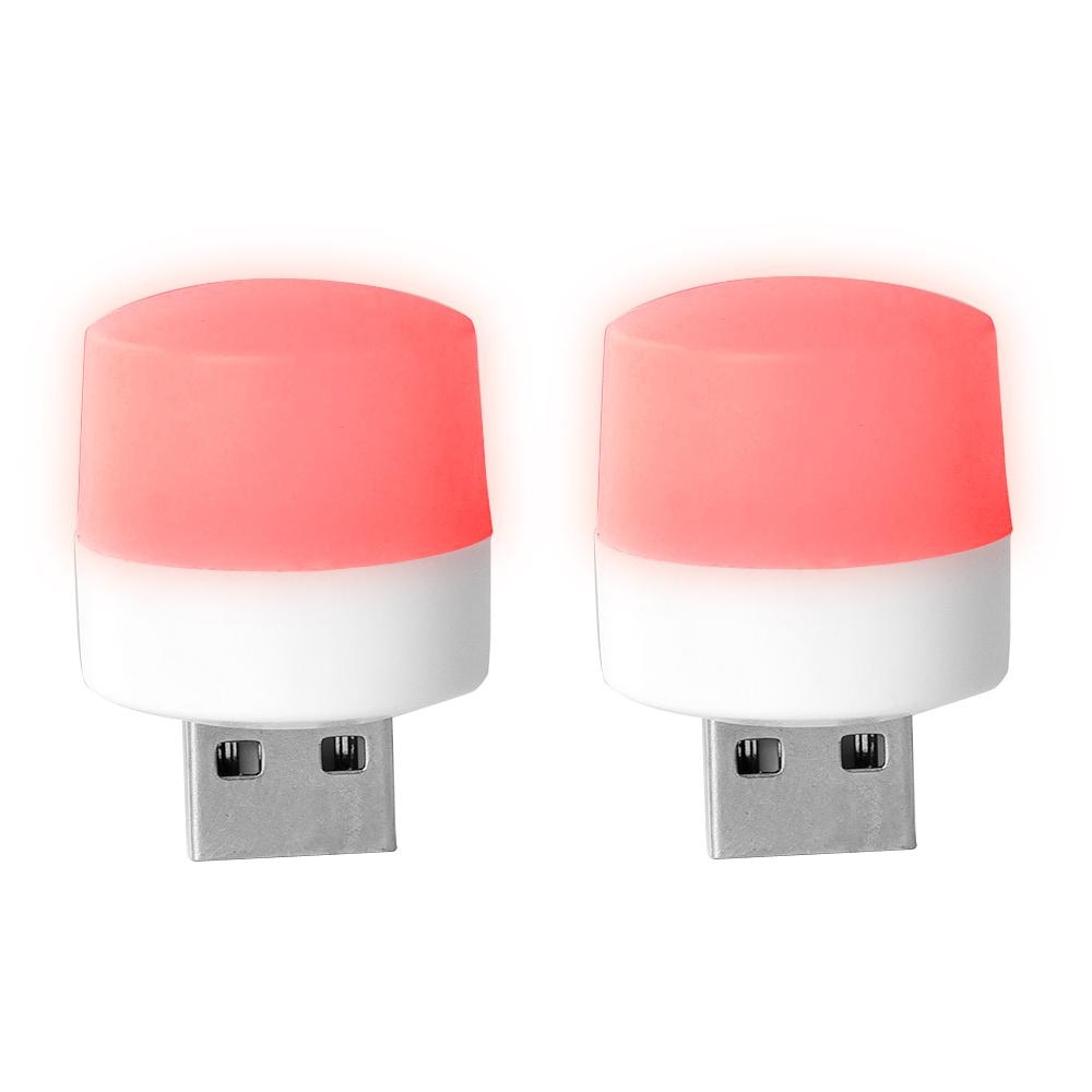 カラフルUSBナイトライト 2個セット LEDライト 常夜灯 車内イルミ 暖光