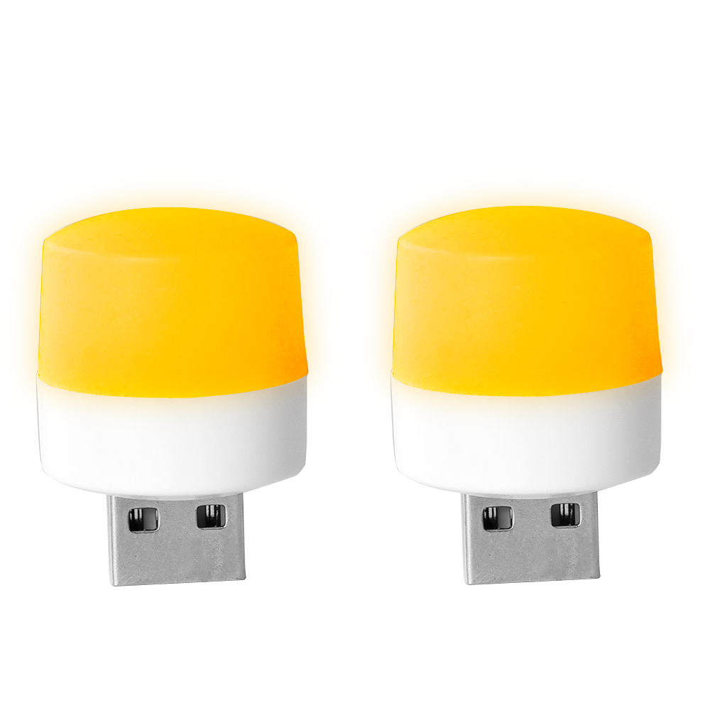 カラフルUSBナイトライト 2個セット LEDライト 常夜灯 車内イルミ 暖光