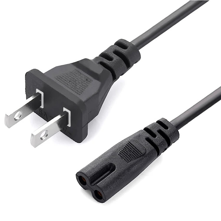 メガネ型電源コネクタ 長さ1m 250V/6Aまで対応 2ピン ACアダプタ