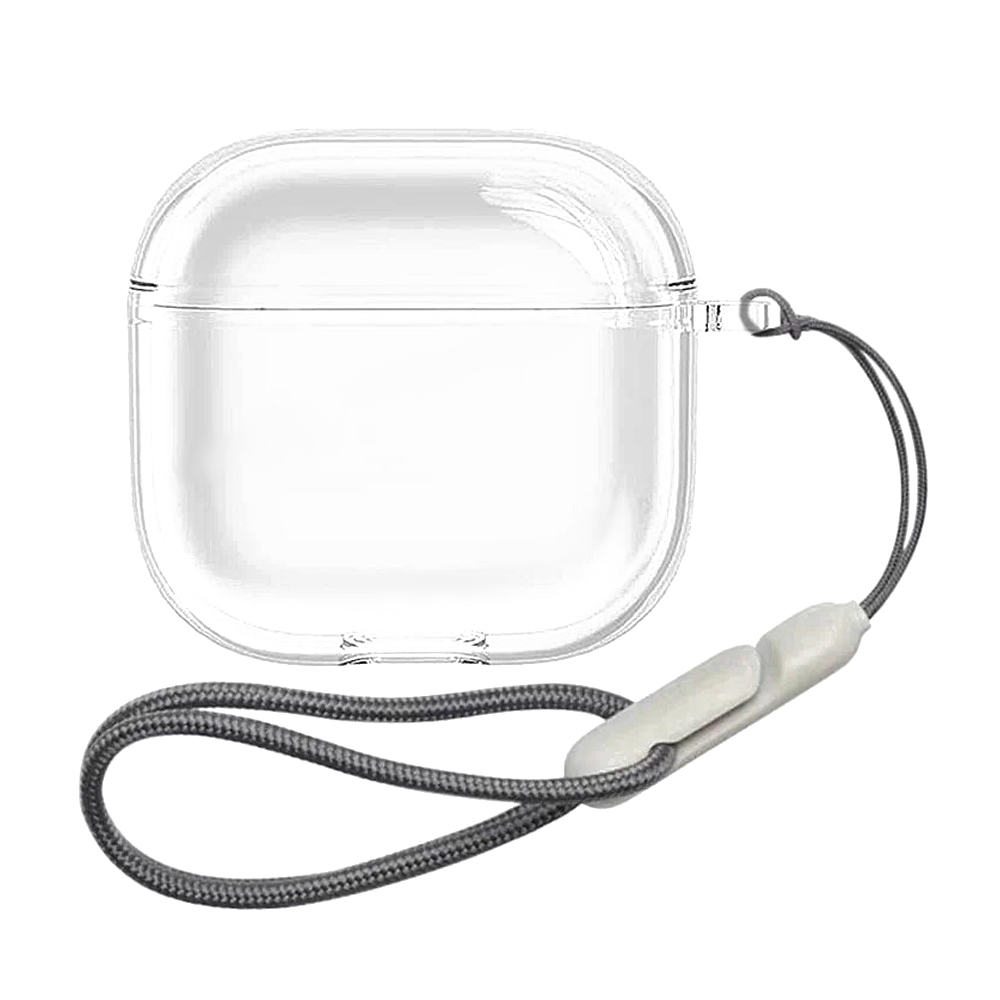 AirPods本体 ストラップ付き ホワイト（箱付き） AirPods/AirPodsPro用TPUケース クリア保護カバー ストラップ付き 第1