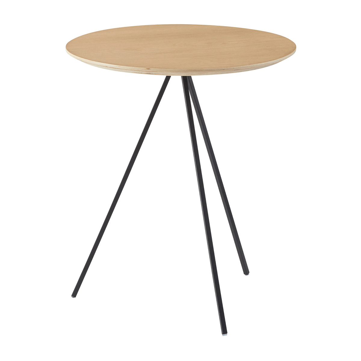 サイドテーブル テーブル ナイトテーブル アイアン 木製 天然木 オーク おしゃれ シンプル ナチュラル ブラック ラウンド 丸型 幅45cm  高さ51.5cm 3本脚