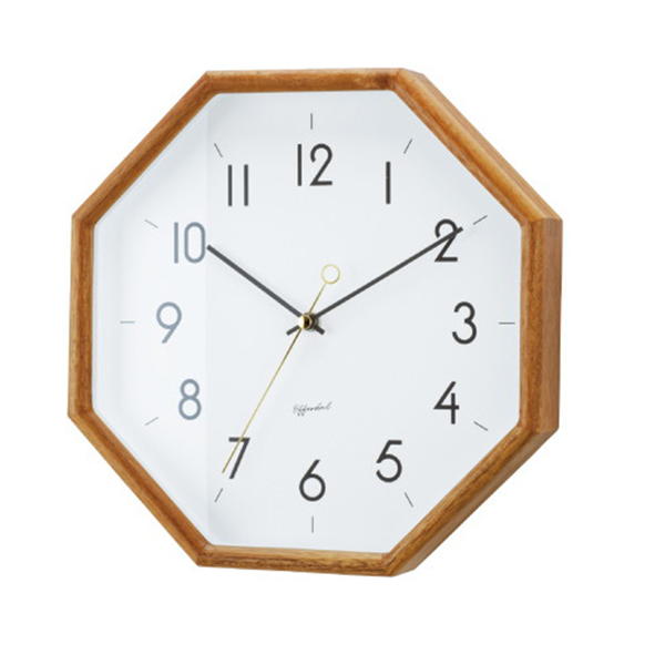 壁掛け時計 おしゃれ 時計 壁掛け 北欧 掛け時計 木製 八角形 ヘンリット Henrit CL-4089 リビング ダイニング 寝室  ウォールクロック グレー ホワイト 新生活