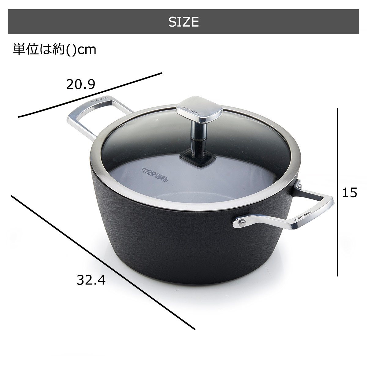 キャセロール 20cm 3.3L アルミ IH対応 蓋付き 両手鍋 ガス 直火