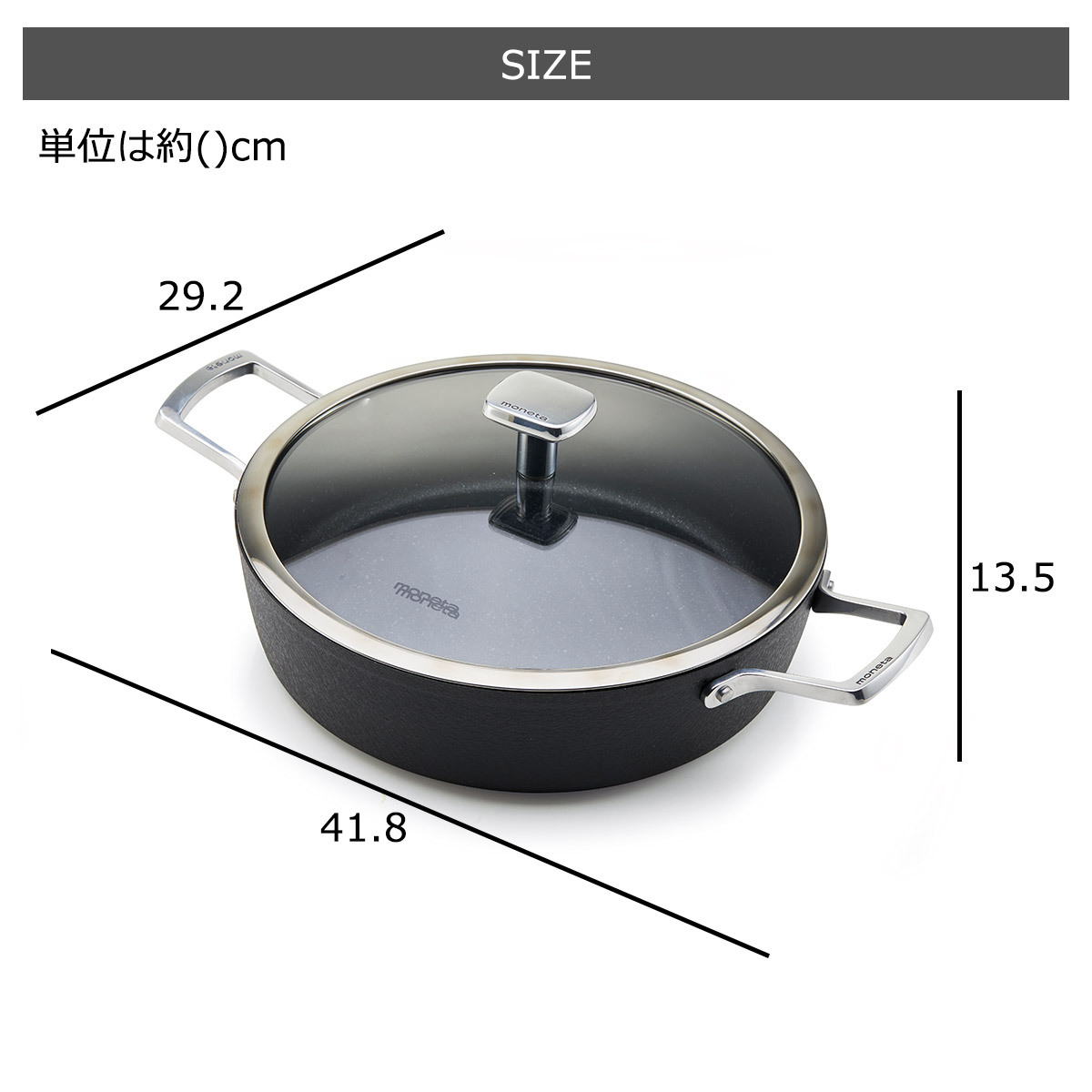 フライパン 28cm アルミ 4.0L IH対応 蓋付き スキレット グリルパン