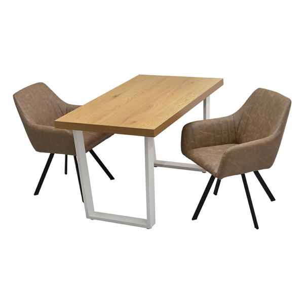 ダイニングテーブルセット 2人用 おしゃれ 120cm 回転式チェア 台形脚