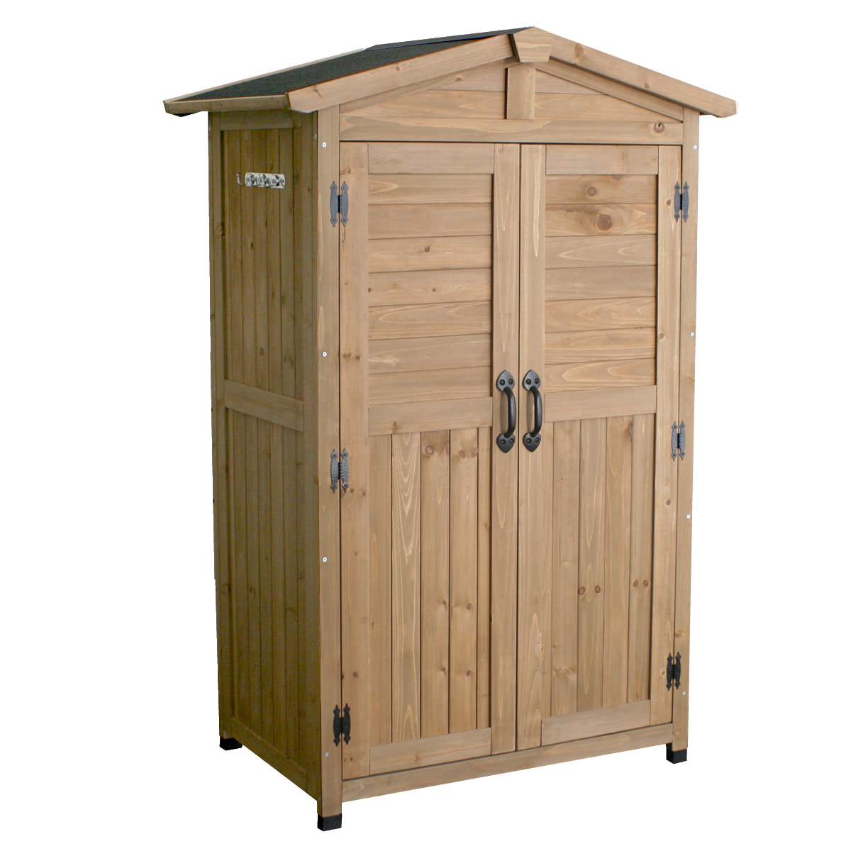 三角屋根のひのきハウス(牧草入れ付き) Amazon | 住まいスタイル 三角屋根 木製収納庫 (L) (幅106×奥行