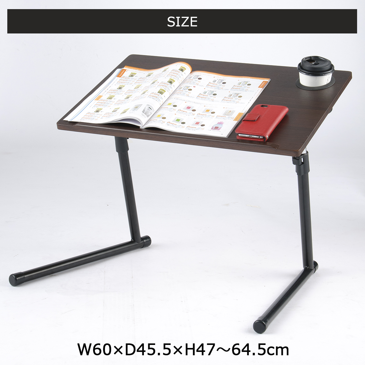 サイドテーブル 折りたたみ ドリンクホルダー付 高さ調節 角度調整 ナイトテーブル サブテーブル 昇降テーブル 昇降式 木製 コンパクト 机 デスク  パソコン