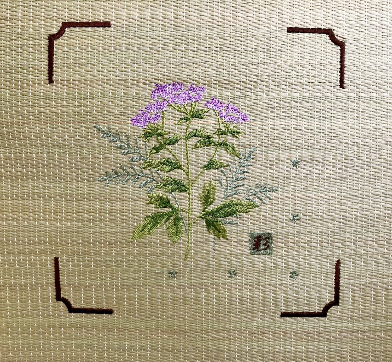 い草 座布団 クッション 55×55 綿入り 刺繍 高級 おしゃれ 夏