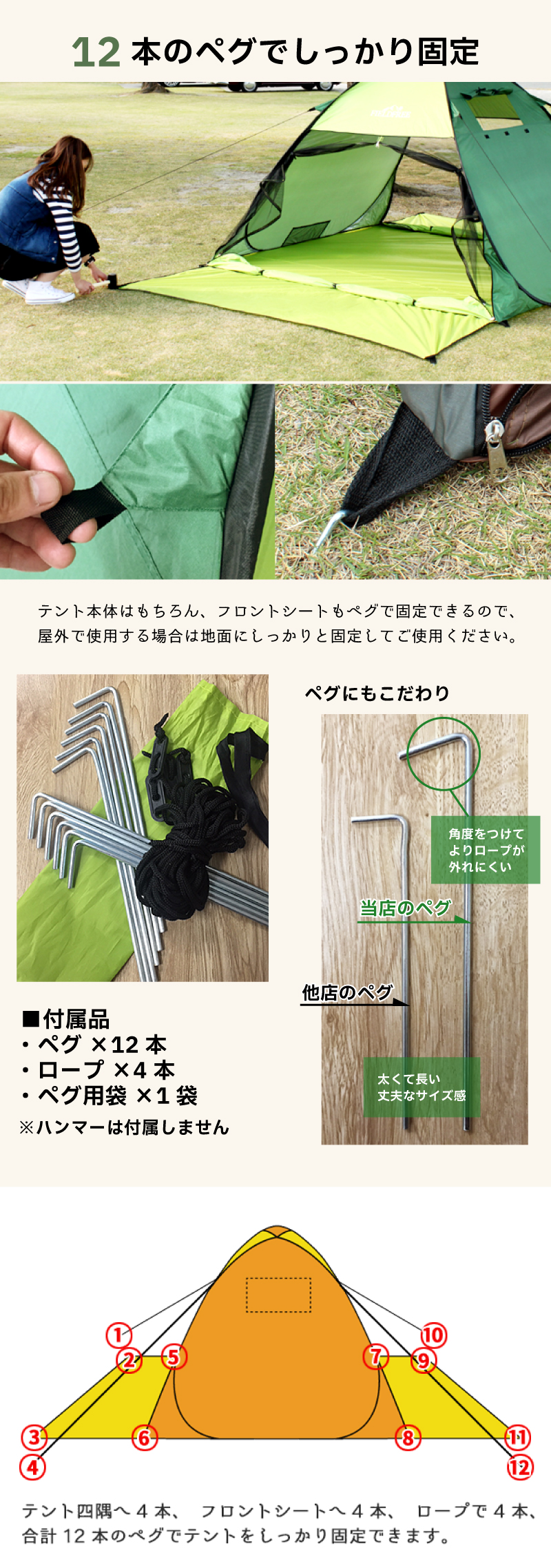 ワンタッチテント 簡易テント 防災用品 キャンプ 2〜4人用 フル