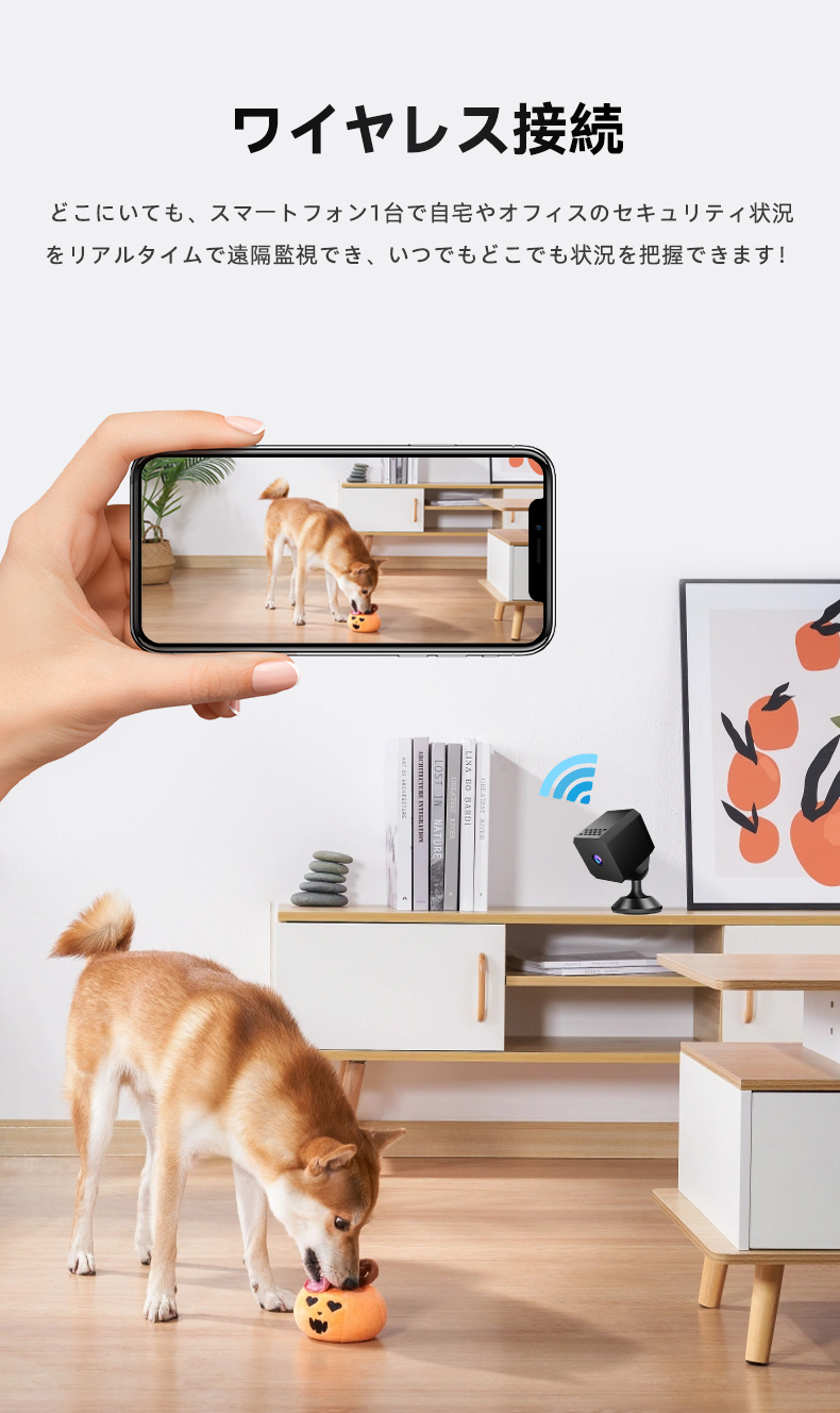 防犯カメラ 小型 WiFi ワイヤレス 暗視 スマホ遠隔監視 磁気取付 動体