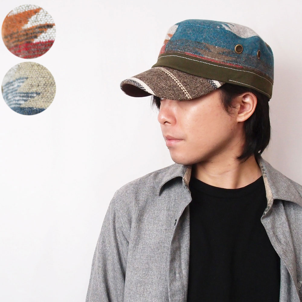 帽子 キャップ メンズ レディース オルテガ柄 ウールレイルワークキャップ フリーサイズ |  | 01