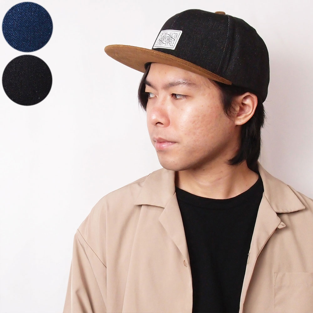 帽子 キャップ メンズ レディース デニム×フェイクスエード ロゴフラットキャップ フリーサイズ RCAP4281 |  | 02