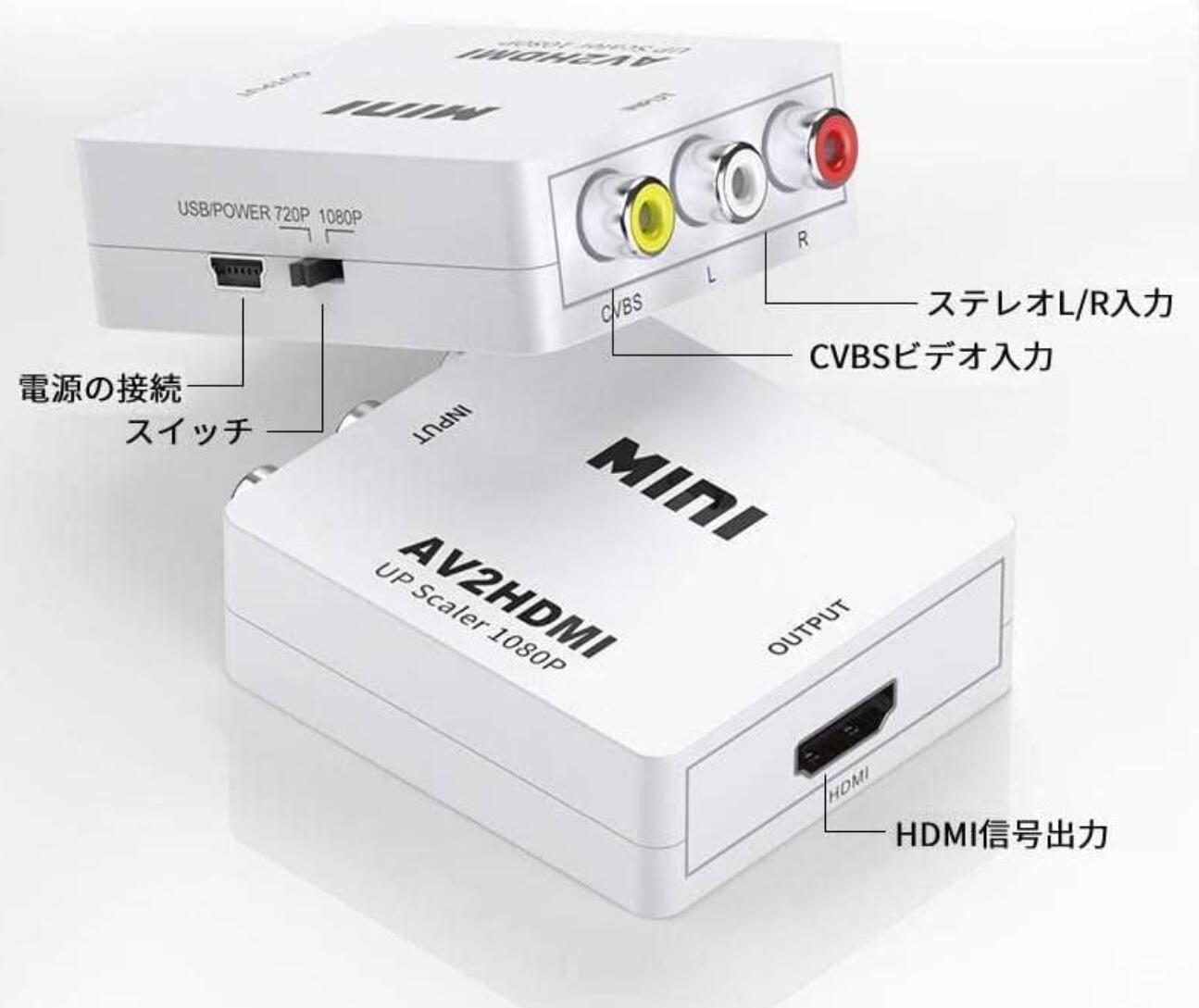 RCA to HDMI 変換 アダプター コンバーター AV to HDMI 変換器 3色ピン 赤 黄 白 音声転送 アナログ 1080P FULLHD コンポジットAV2HDMI PS2 ゲーム機｜light-pc｜12