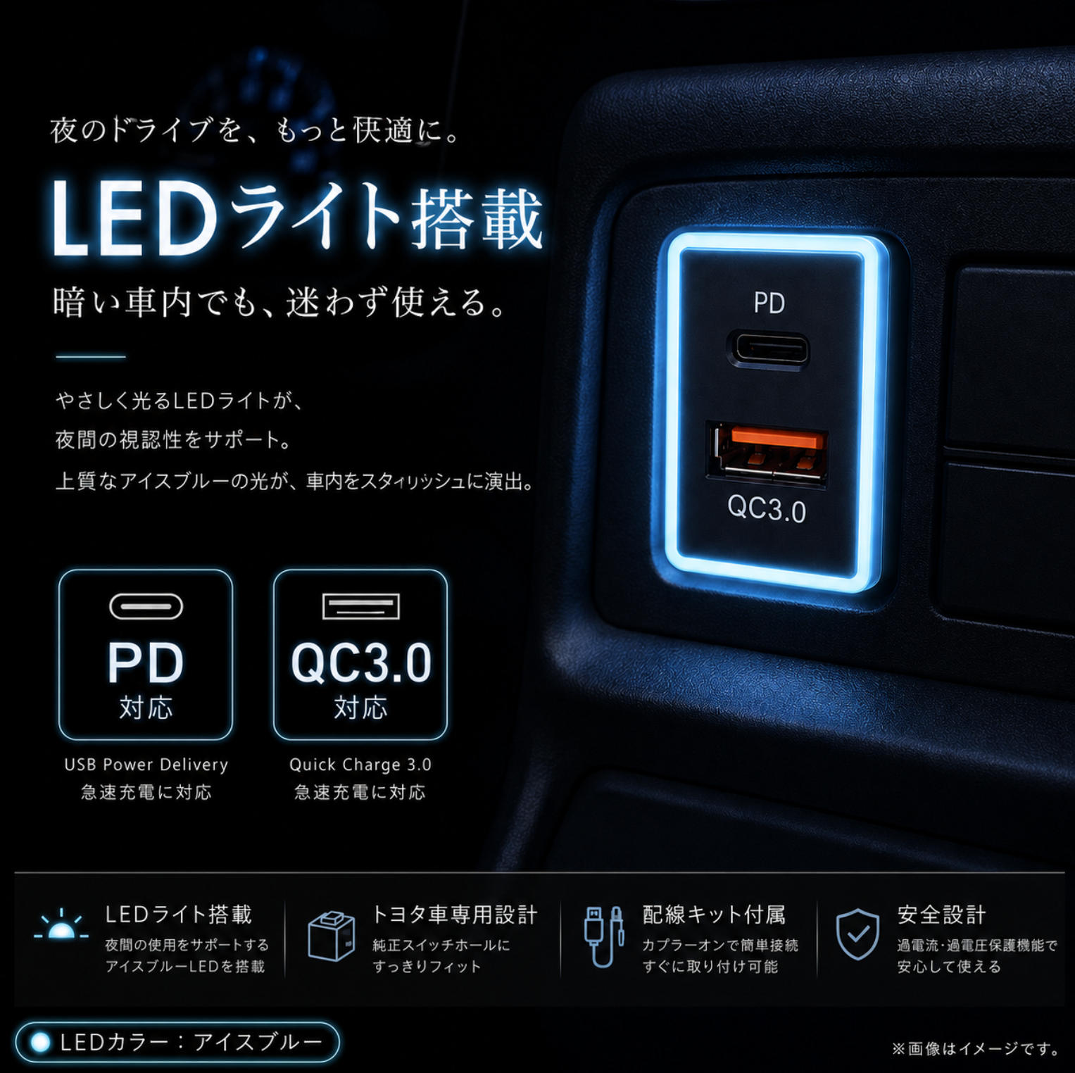 USBポート 2ポート 互換品 トヨタ ダイハツ 汎用 USB電源増設 PD Type