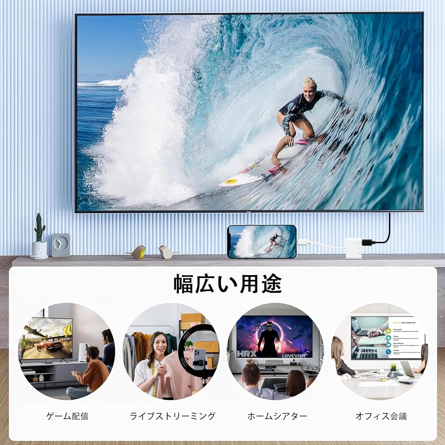 HDMI 変換アダプタ USB Type-C 対応 スマートフォン 4K@30Hz 高画質 テレビ  大画面  映像出力 PD急速充電対応 Type-Cスマートフォン タブレット 接続 写真 動画 |  | 01