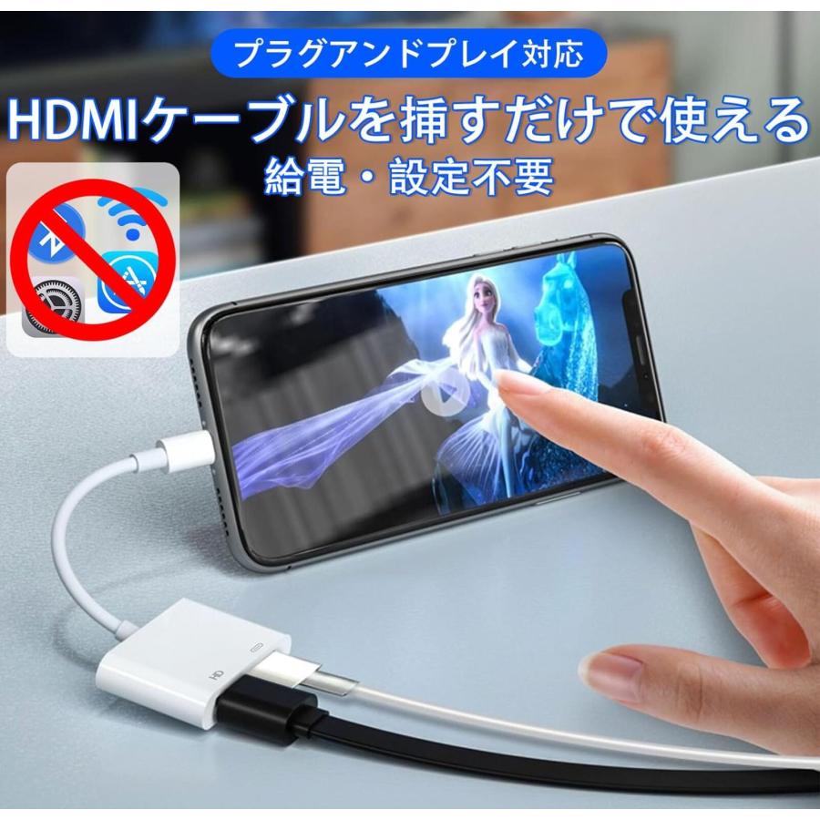 iphone ipad Lightning Digital AVアダプタ 給電不要HDMI 変換アダプタ ライトニング ケーブル 1080P  IOS12 13 14 15 16 17 対応 アップル純正品質｜light-pc｜03