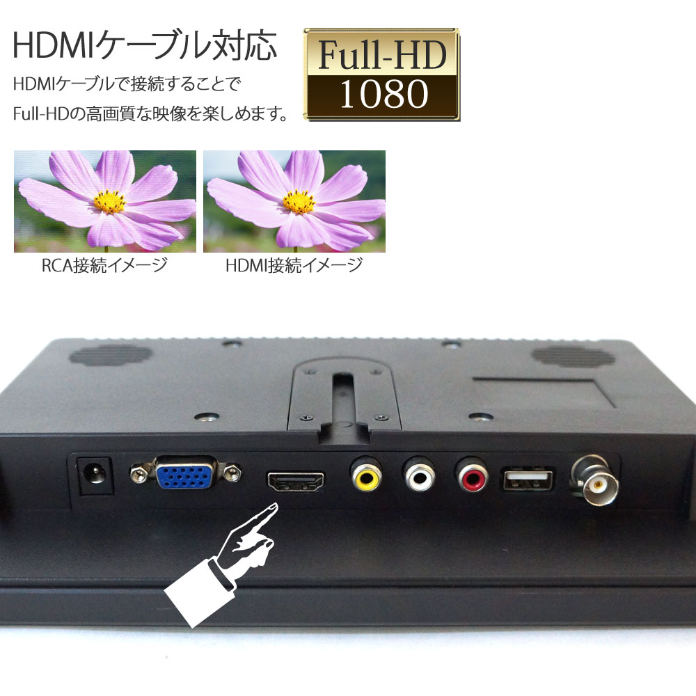 オンダッシュモニター 10インチ IPS液晶 HDMI VGA 液晶モニター 12V