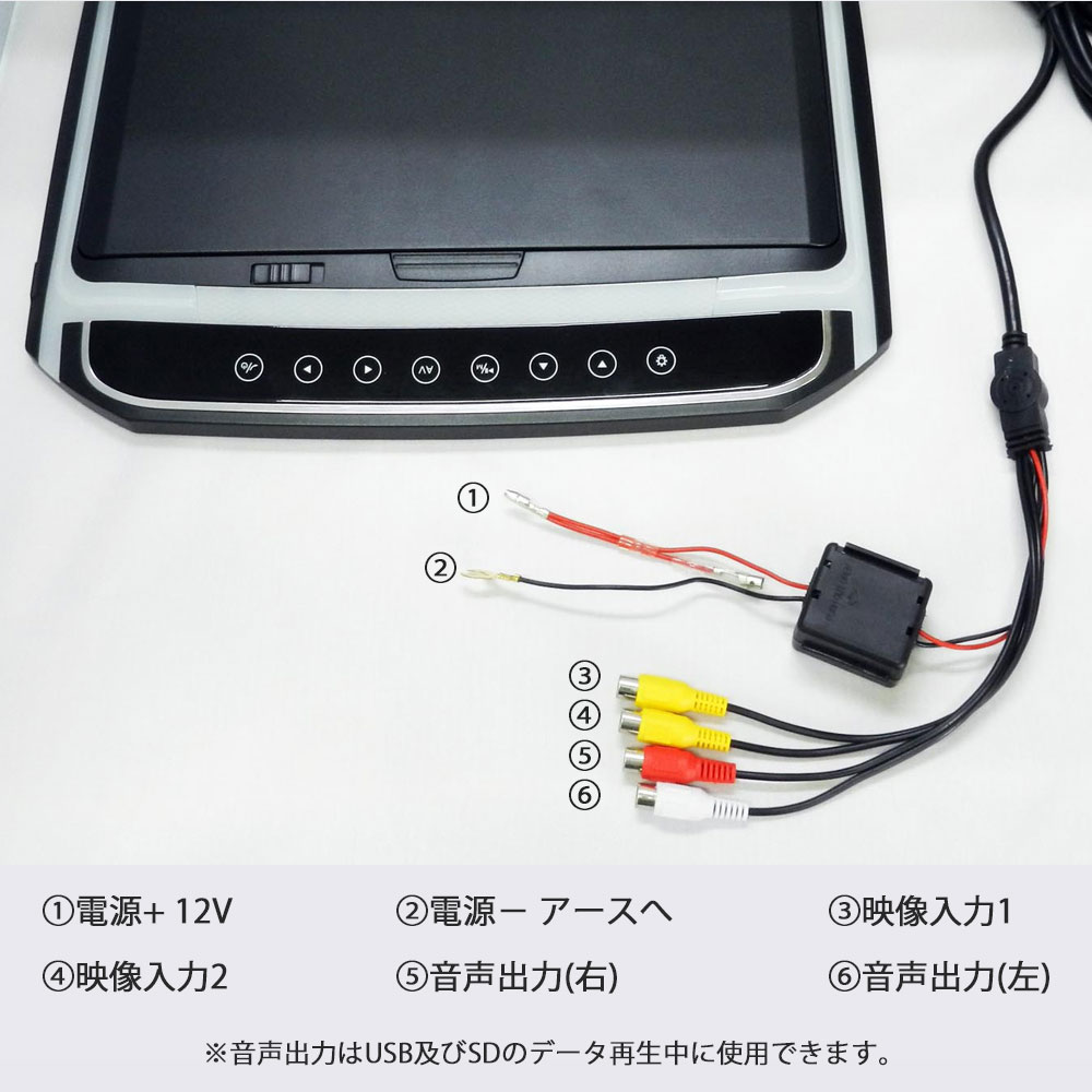 フリップダウンモニター 12.1インチ 高画質 LEDバックライト液晶 HDMI MicroSD対応 送料無 F1230BH