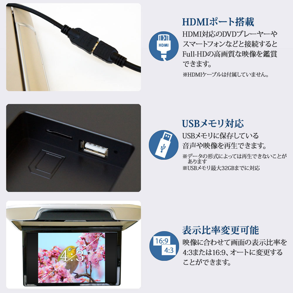 13.3インチ 1080P リアモニター 車載モニター 軽量 HDMI 薄型 楽天市場】ヘッドレストモニター 13.3 インチ リアモニター 車載