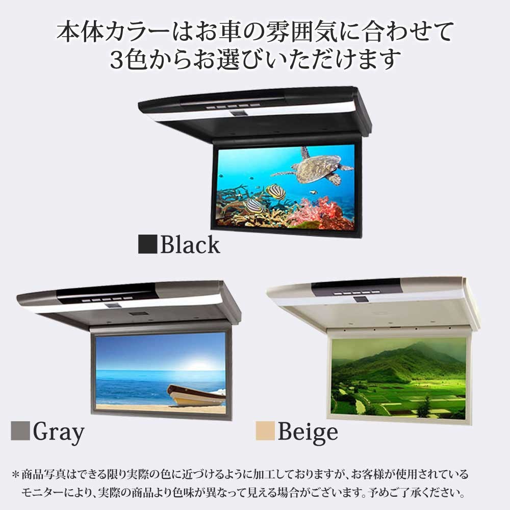 大阪購入12V 24V対応 15.6インチ フリップダウンモニター フルHD 1920×1080 HDMI端子 USB SD (カラー：グレー) F1561GH 14インチ～