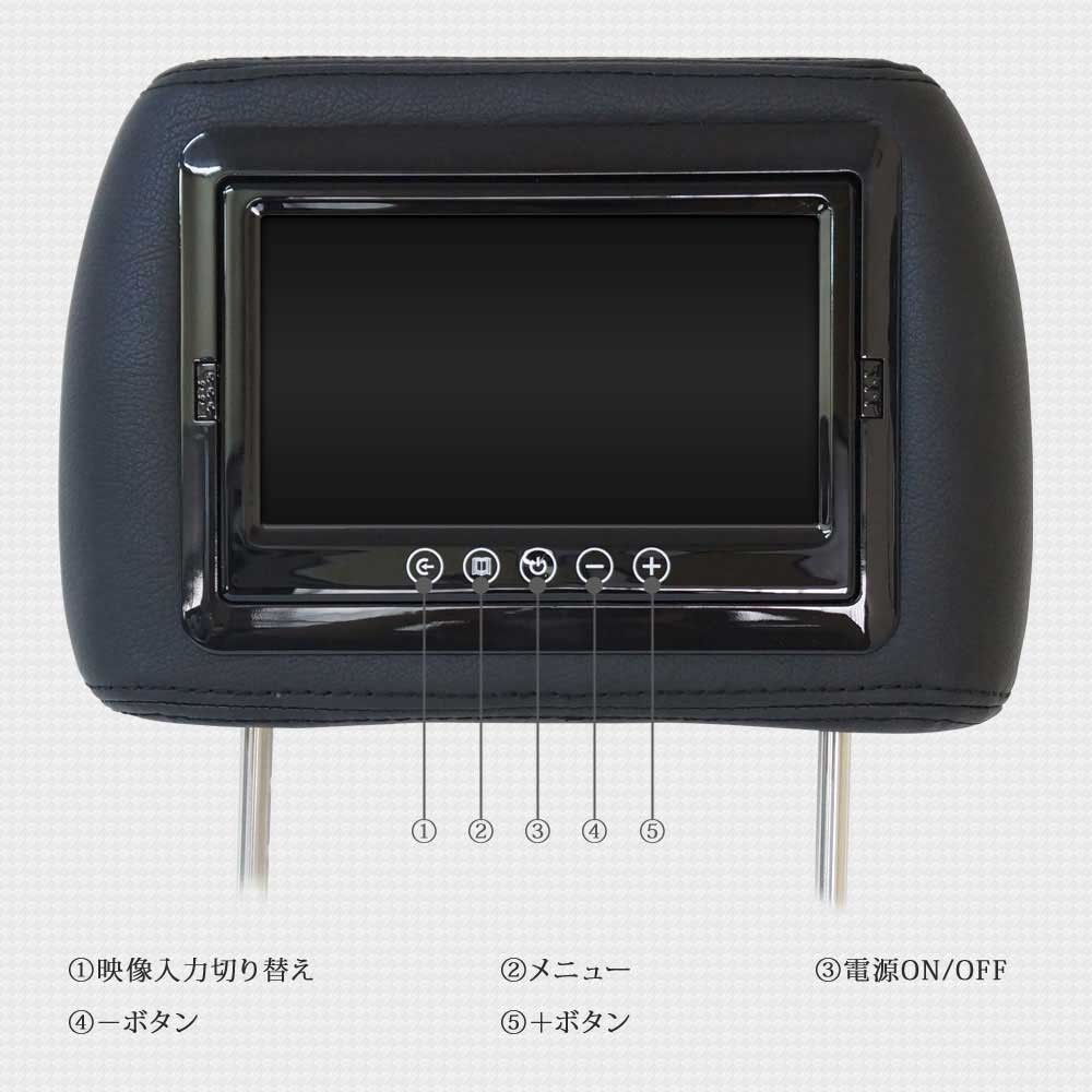 ヘッドレストモニター 7インチ 2個 セット三色選択 ブラック グレー