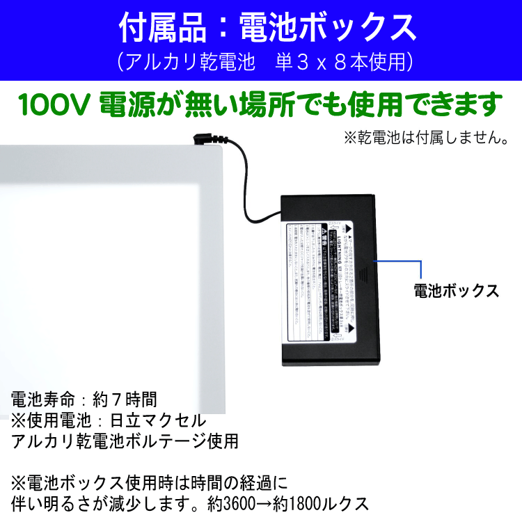 国産LED&国内組立「側面スイッチで誤動作防止」A4うす型トレース台　高演色「電池BOX」NEW LEDトレーサーA4(NA4-06)ライトニング  トレス 透写 マンガ 透過