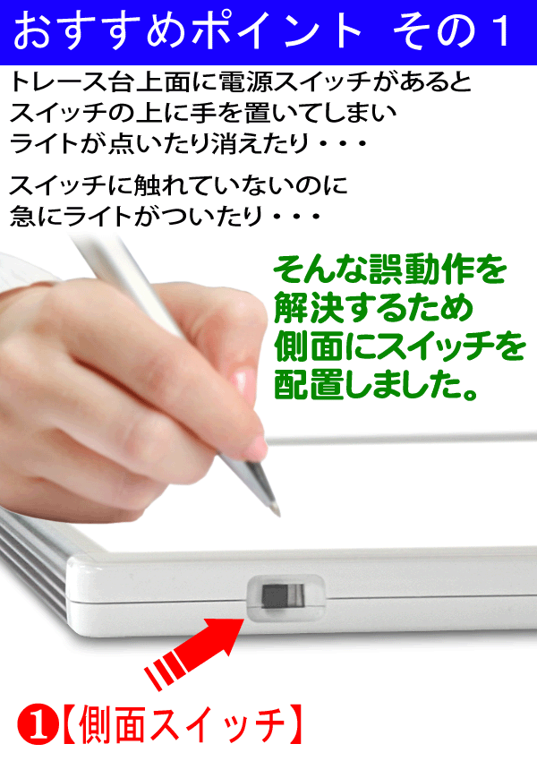 国産LED&国内組立「側面スイッチで誤動作防止」「11800⇔9300Lx切替