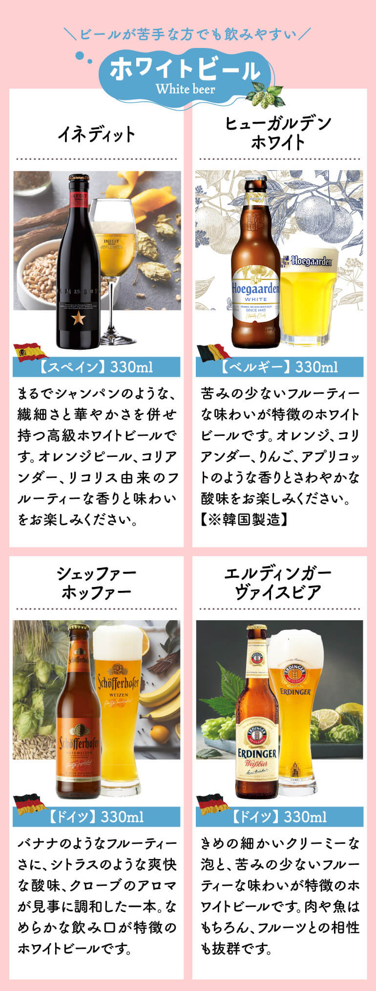世界のホワイト&フルーツビール 8本 飲み比べ 詰め合わせ 送料無料